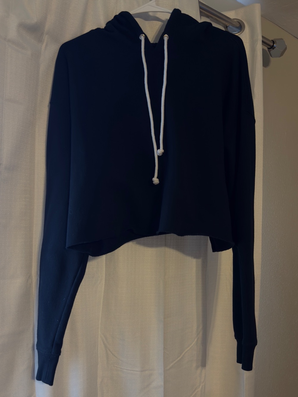 wild fable Navy Cropped Hoodie with White Drawstring
